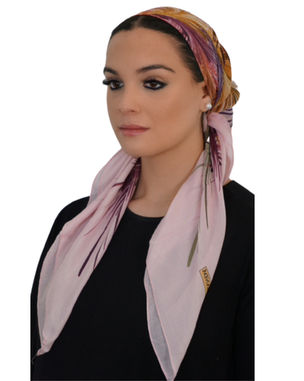 Tie Ur Knot Baby Pink Feather Splatter Pre-Tied Bandanna with Full Non Slip Grip myselflingerie.com