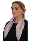 Tie Ur Knot Baby Pink Feather Splatter Pre-Tied Bandanna with Full Non Slip Grip