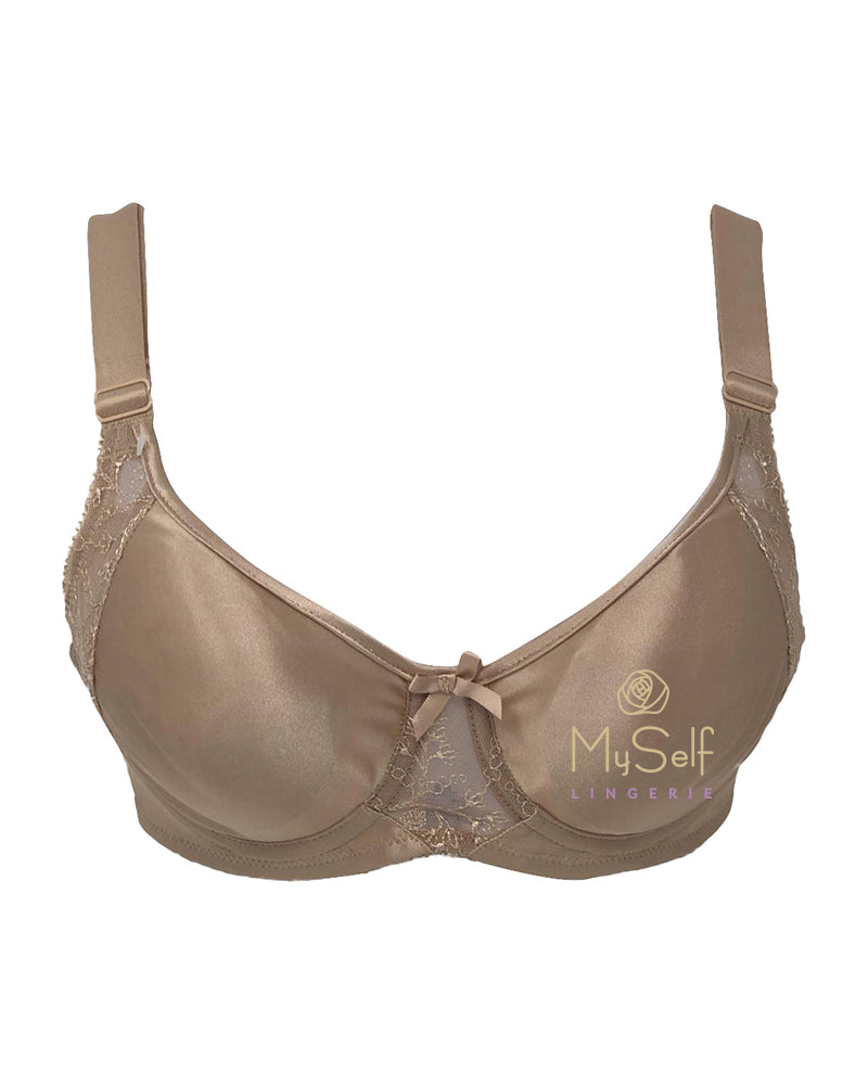 Va Bien 608 Lace Panel Minimizer Underwire Bra myselflingerie.com