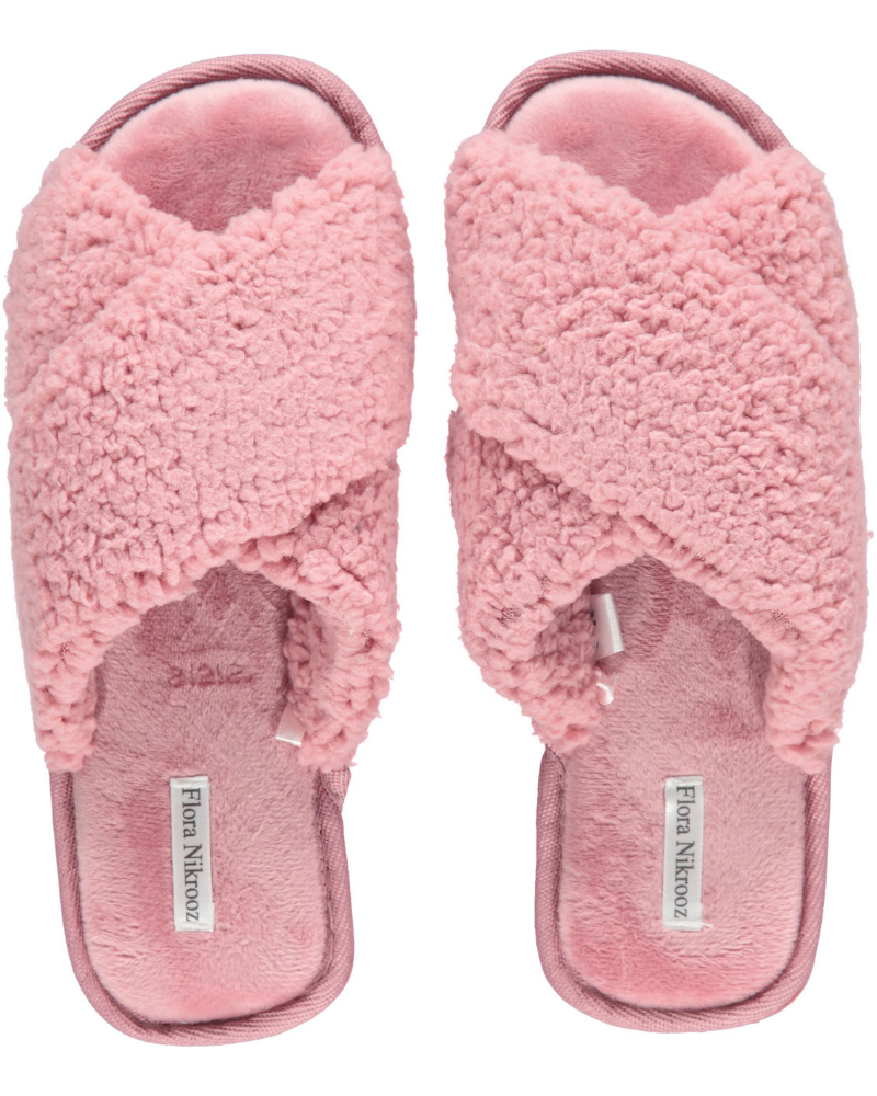 Flora Nikrooz Pink Victoria Sherpa Criss Cross Slippers