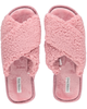 Flora Nikrooz Pink Victoria Sherpa Criss Cross Slippers