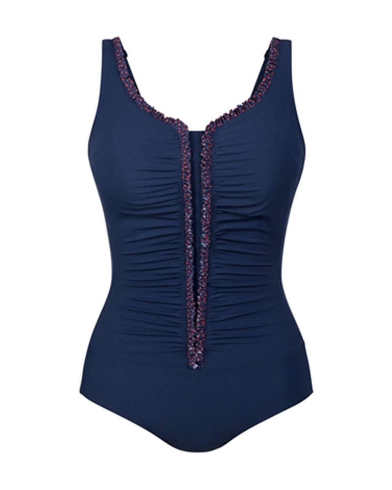 Anita 6306 Florinia Midnight Blue Ruched Front Swimsuit myselflingerie.com