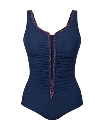 Anita 6306 Florinia Midnight Blue Ruched Front Swimsuit myselflingerie.com