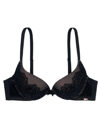 Dorina D000094 Black Velvet Push Up Plunge Underwire Bra myselflingerie.com