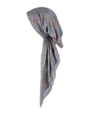 Lizi Headwear Grey/Colorful Marble Foil Pre-Tied Bandanna