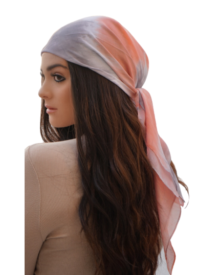 Tie Ur Knot Pastel Coral Dipped Ombre' Untied Scarf MYSELFLINGERIE.COM