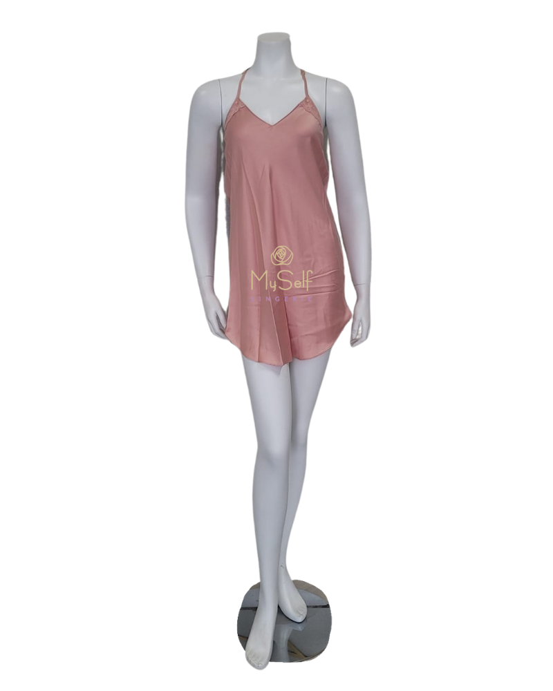 Flora Nikrooz Q80898 Victoria Lace Apricot Chemise & Wrap Set myselflingerie.com