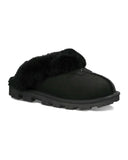 UGG Black Coquette Clog Suede Slippers with Fur Trim