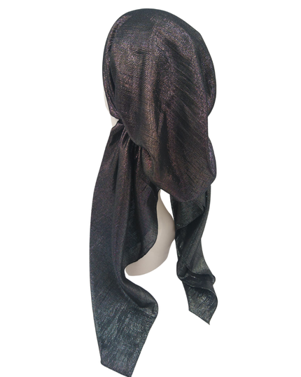 SG CS01-BS Black/Silver Metallic Cotton Pre-Tied Tichel mysellfingerie.com