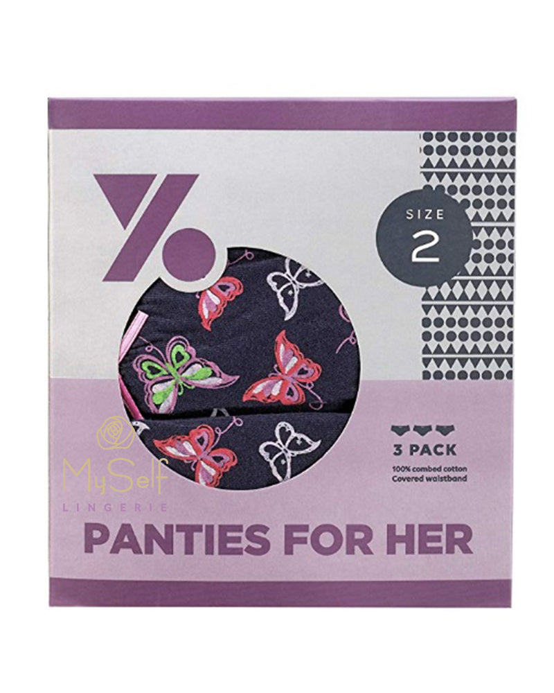 Young Berry 7321-BF-Butterflies Cotton Panties 3 Pk myselflingerie.com