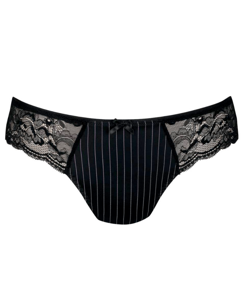 Rosa Faia 1325 Black Pinstripe Antonia Hi Waist Brief MYSELFLINGERIE.COM