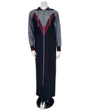 Runelli ABN904 Black, Grey & Wine Jersey Zip Front Hooded Morning Robe myselflingerie.com
