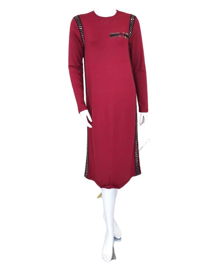 Pierre Balmingo Paris 05-4556A-SL Burgundy /Black Pull On Modal Nightshirt myselflingerie.com
