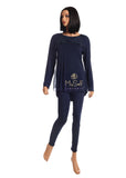 vanilla night and day 3051 Navy Butterfly Effect Organza Pajamas myselflingerie.com