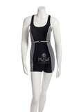 50935 Black and White Striped Boyshort Bottom Swimsuit