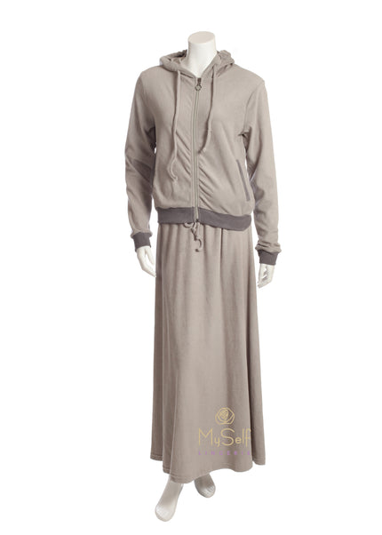 Citrus Grey Two Tone Terry Bathrobe Two Piece Set