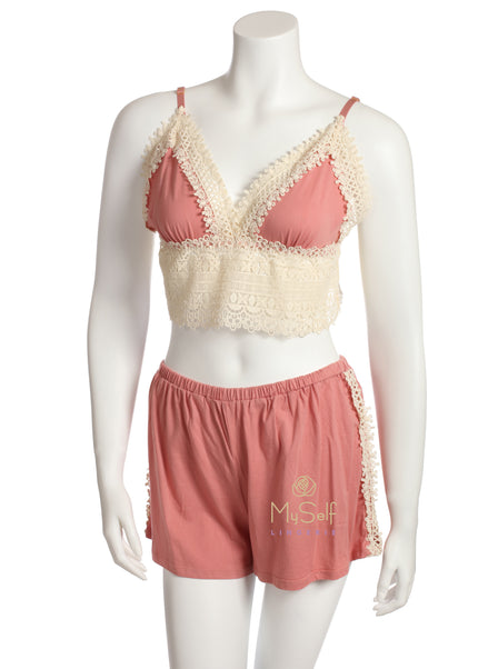 Flora Nikrooz Q80700 Edie Embroidered Bralette and Shorts Set MYSELFLINGERIE.COM