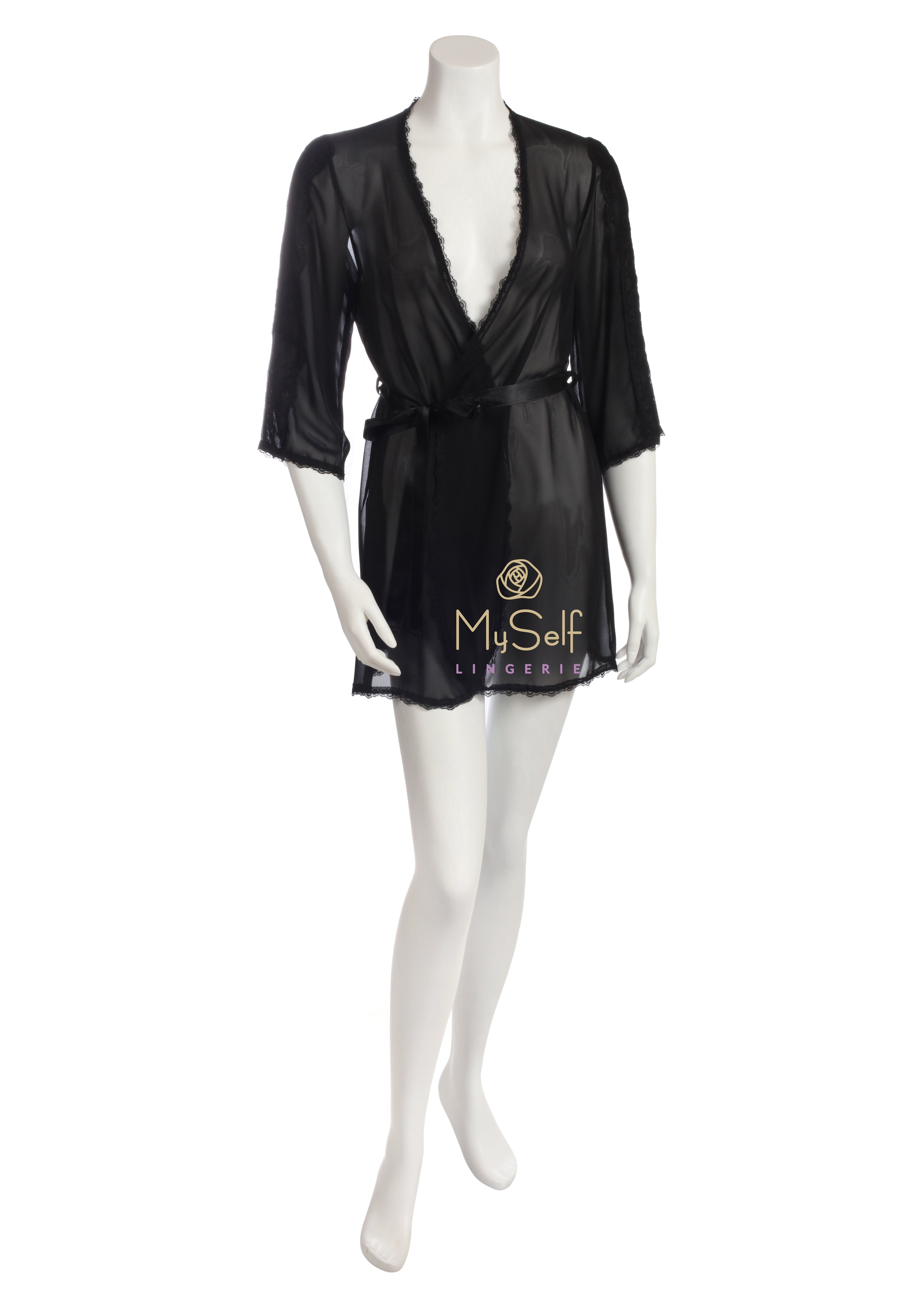 EVA SHOW ES2001-TOP Anastasia Sheer Short Robe myselflingerie.com