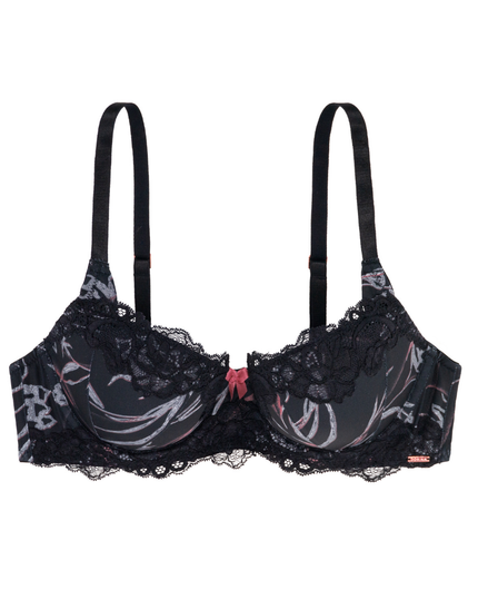 Dorina D000056 Black Floral Fantasy Push Up Underwire Bra myselflingerie.com
