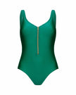 Marc and Andre Paris SP20-02 Emerald Green Bathing Suit with Gold Zipper myselflingerie.com