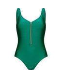 Marc and Andre Paris Emerald Green Bathing Suit with Gold Zipper