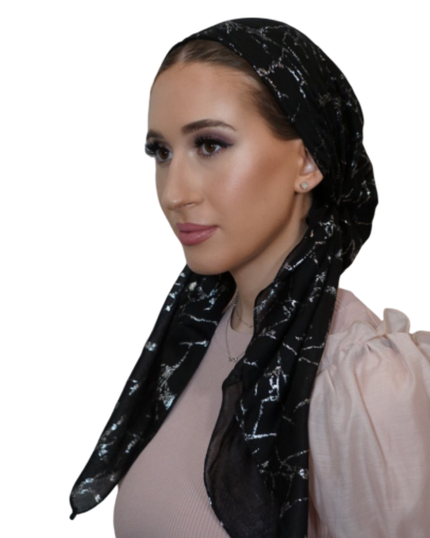 Tie Ur Knot Black Galaxy Shimmer Pre-Tied Bandanna with Light Non Slip Grip MYSELFLINGERIE.COM