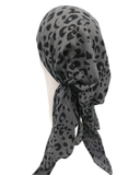 SG LEO1-GB Grey/Black Leopard Cotton Pre-Tied Bandannaa myselflingerie.com