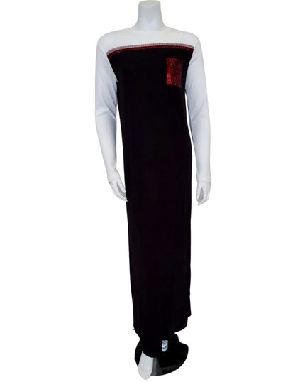 Pierre Balmingo Paris 05-4537A-LL Rhinestones Pull On Black Modal Nightgown myselflingerie.com