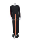 Ellwi Colored Ribbon Black Cotton Nursing Nightgown