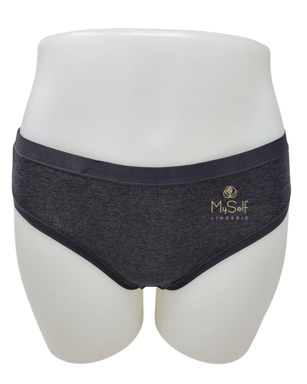 Me Moi MU-1014 3pk Charcoal Heather Cotton Hipsters myselflingerie.com
