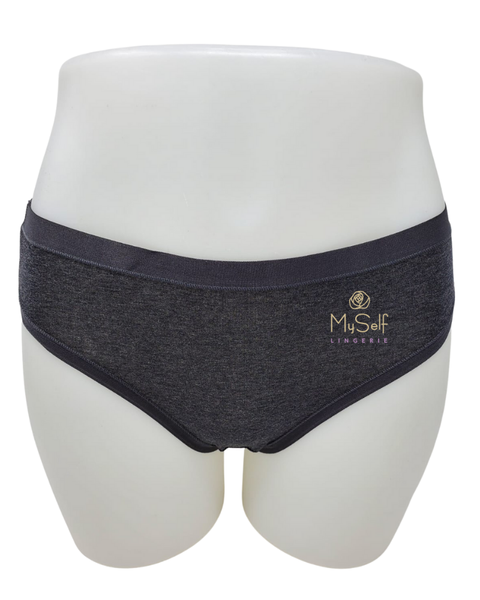 Me Moi MU-1014 3pk Charcoal Heather Cotton Hipsters myselflingerie.com