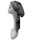 Triple Up Gold Sequins on Black/White Unlined Pre-Tied Bandanna