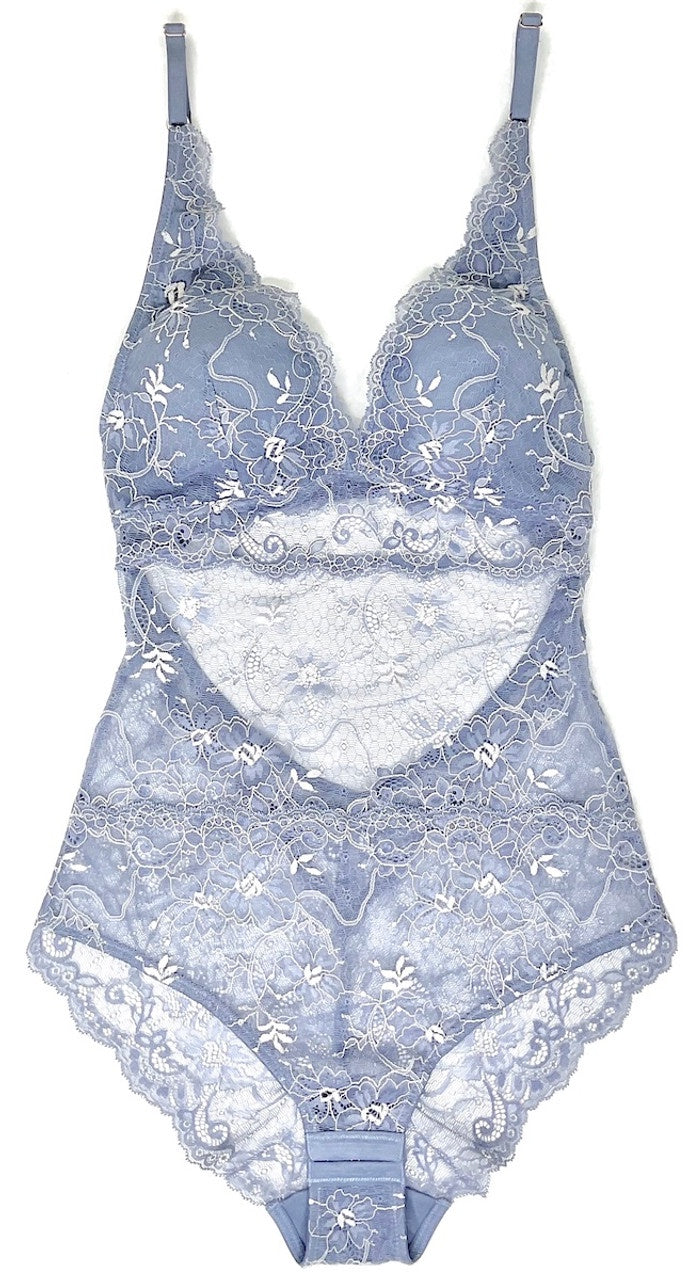 Samantha Chang SC4460122-FE French Blue/Eggshell All Lace Amour Bodysuit –