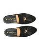 Jacques Levine Black Tea Genuine Suede Slippers with Tassels myselflingerie.com