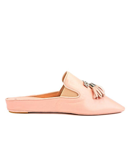 Jacques Levine Blush Camilla Genuine Leather Slippers with Tassels myselflingerie.com