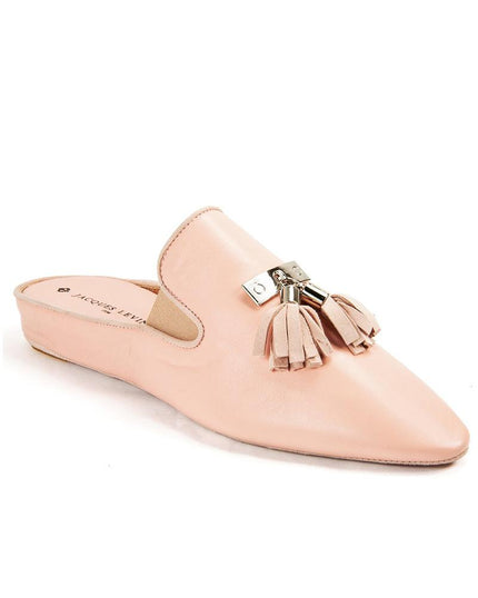 Jacques Levine Blush Camilla Genuine Leather Slippers with Tassels myselflingerie.com