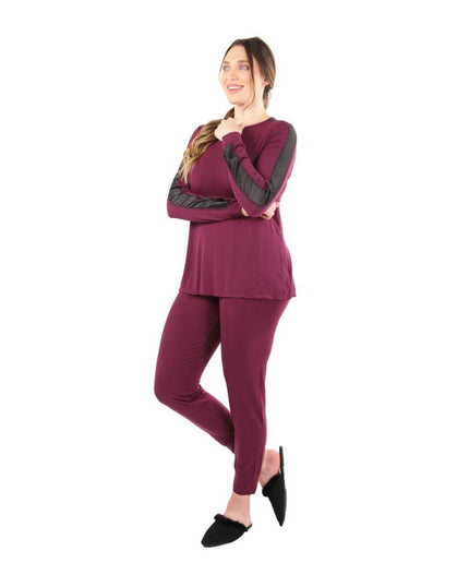 Me Moi CPJ04517 Satin Trimmed Modal Pajamas Set MYSELFLINGERIE.COM