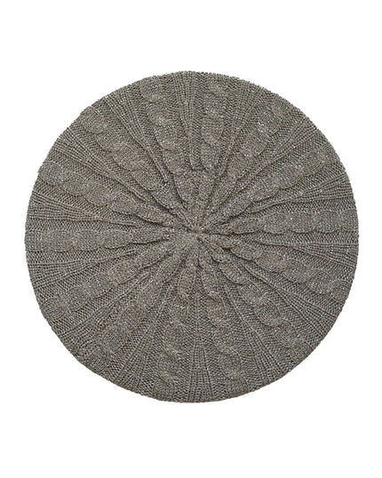 Lizi Headwear Cable Knit Lined Grey Lurex Beret myselflingerie.com