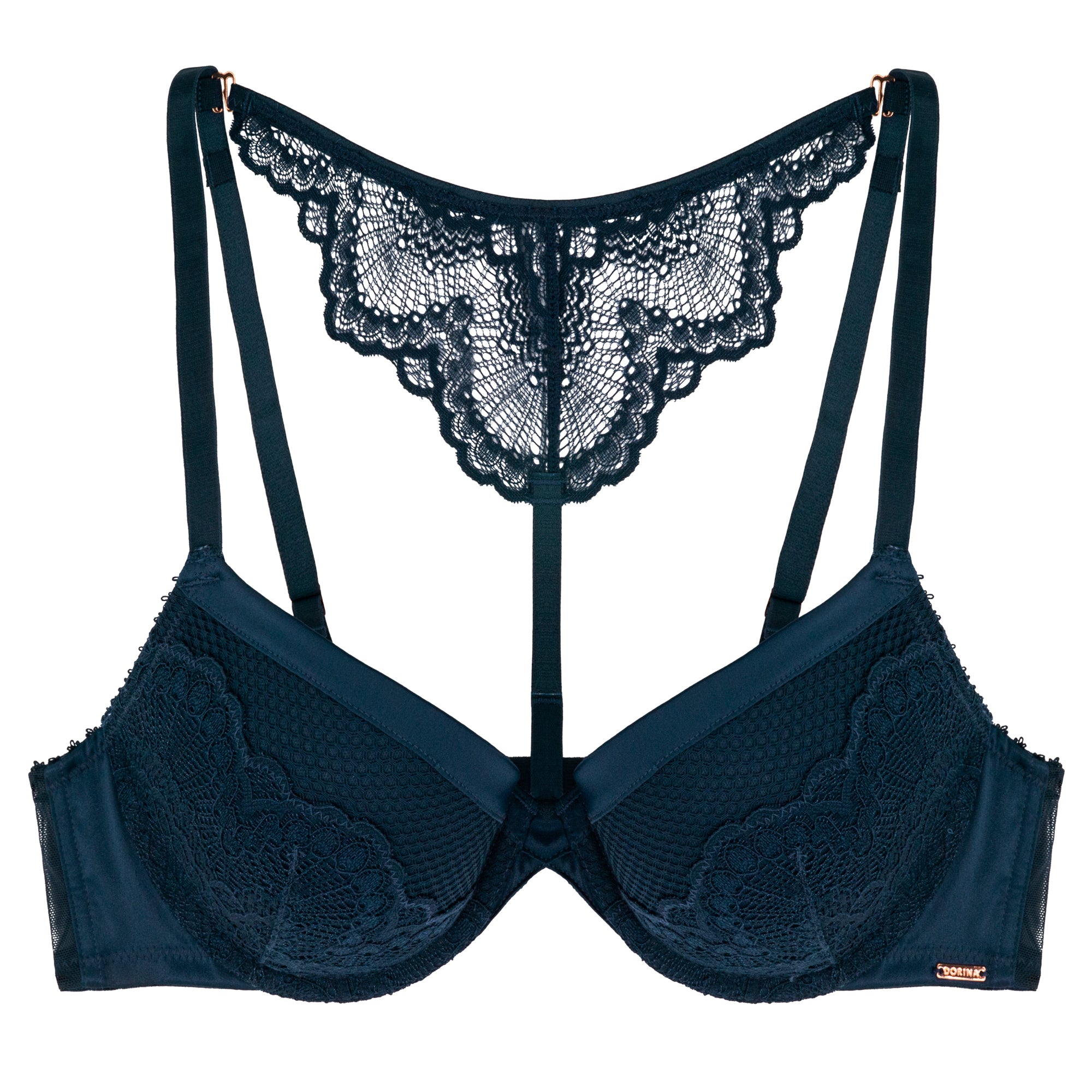 Dorina Demi Lace Back Teal Molded Underwire Bra