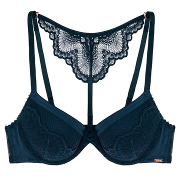Dorina Deep Teal Lace Back Demi Molded Underwire Bra