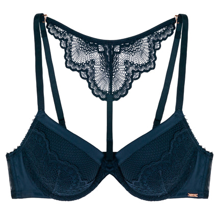 Dorina Demi Lace Back Teal Molded Underwire Bra