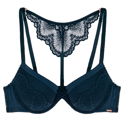 Dorina Deep Teal Lace Back Demi Molded Underwire Bra