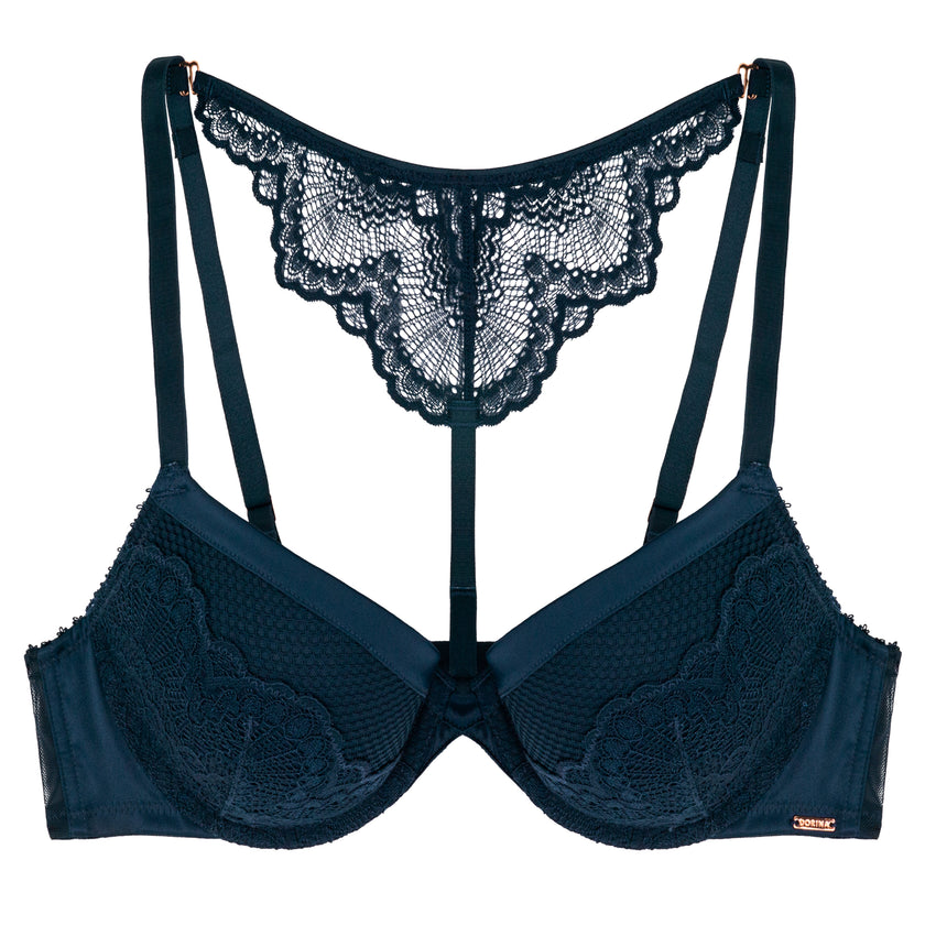 Dorina Demi Lace Back Teal Molded Underwire Bra
