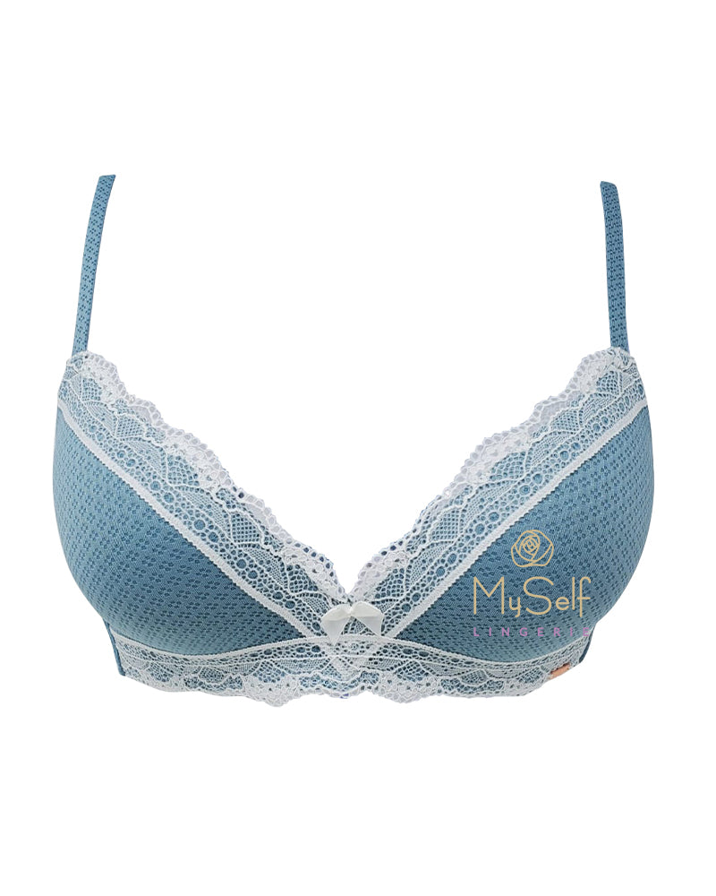 Dorina D016721 Molly Heather Blue Molded Wire Free Bra w/ Lace Trim myselflingerie.com