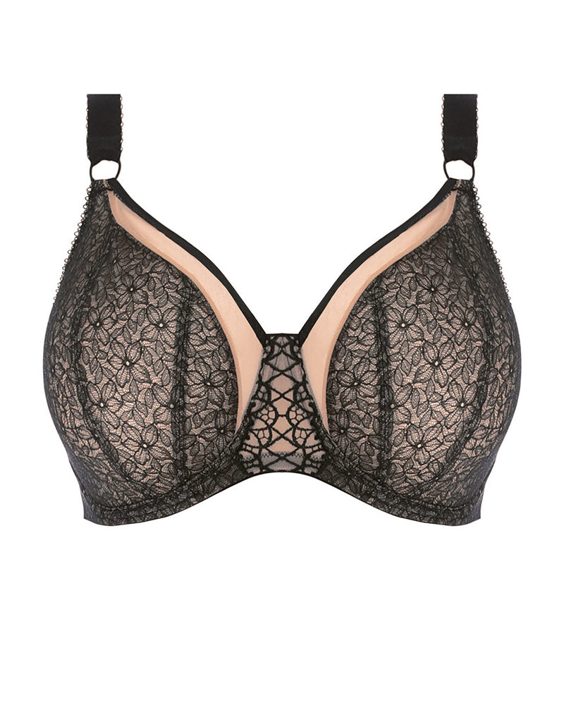 Elomi 4430 Black Sadie 4 Part Cup Balcony Underwire Bra MYSELFLINGERIE.COM