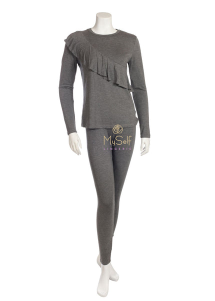 Citrus EL815 Modal Pajamas with Ruffle Design Top myselflingerie.com
