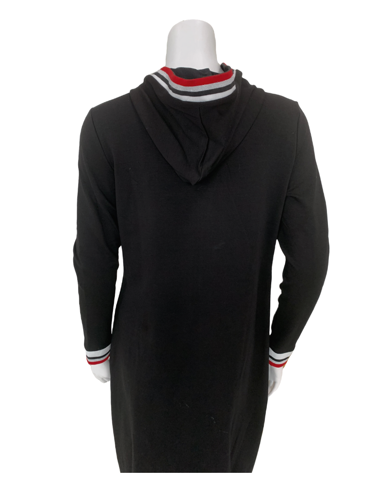 Citrus EL908 Red White and Black Hooded Cotton Zip Up Morning Robe myselflingerie.com