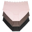 Dorina D01882Y Pink/Brown/Black Esther Cotton Lace Top 3 Pk Briefs MYSELFLINGERIE.COM