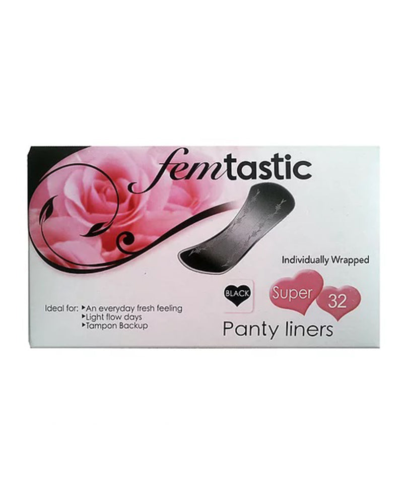 Femtastic FPLS32B Femtastic Super Black Panty Liners 32 Ct. –