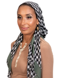 Tie Ur Knot Green/White Classic Houndstooth Luxe Square